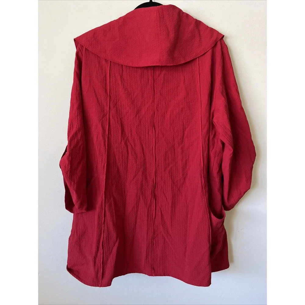 GUMPS San Francisco Red Size XL Lagenlook Tunic Boho Artsy Top Lightweight